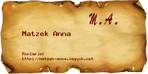 Matzek Anna névjegykártya
